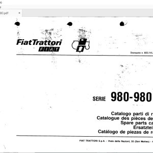 Fiat Trattori 980 - 980 DT Series Spare Parts Catalogue Manual EN_FR_DE_IT_ES - PDF DOWNLOAD