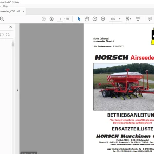 Horsch Airseeder 3 CO Betriebsanleitung & Ersatzeilliste 33010171 - PDF DOWNLOAD (German)