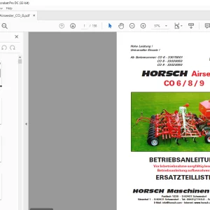 Horsch Airseeder CO 6-8-9 Betriebsanleitung & Ersatzeilliste - PDF DOWNLOAD (German)