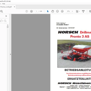 Horsch Drillmaschine Pronto 3 AS Betriebsanleitung & Ersatzeilliste 23010127 - PDF DOWNLOAD (German)