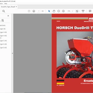 Horsch Duodrill Tiger AS Series 4AS Starrversion 4AS 5AS 6AS 8AS Ersatzeilliste 80650100 - PDF DOWNLOAD (German)