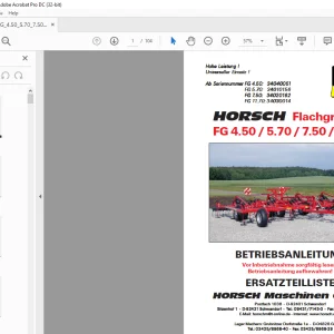 Horsch Flachgrubber FG4.50 FG5.70 FG7.50 FG11.70 Betriebsanleitung - PDF DOWNLOAD (German)