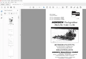 Horsch Flachgrubber FG5.70 FG7.50 FG11.70 Betriebsanleitung & Ersatzteilliste - PDF DOWNLOAD