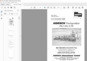Horsch Flachgrubber FG7.50 FG5.70 Betriebsanleitung & Ersatzteilliste - PDF DOWNLOAD (German)