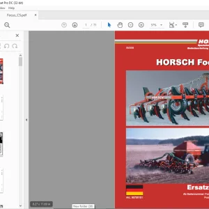 Horsch Focus CS Series 8-25 CS & 11-21 CS Ersatzeilliste 80700151 - PDF DOWNLOAD (German)