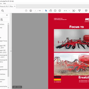 Horsch Focus TD Series Focus 6TD & Focus 7TD Ersatzeilliste 80700155 - PDF DOWNLOAD