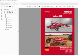 Horsch Joker RT Series 5RT 6RT 8RT 10RT 12RT Ersatzteilliste 80800153 - PDF DOWNLOAD (German)