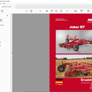 Horsch Joker RT Series 5RT 6RT 8RT 10RT 12RT Ersatzteilliste 80800153 - PDF DOWNLOAD (German)