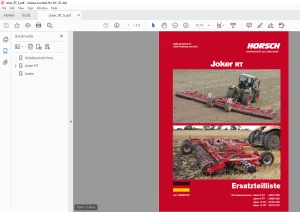 Horsch Joker RT Series 6RT 8RT 10RT 12RT Ersatzteilliste - PDF DOWNLOAD (German)