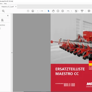 Horsch Maestro CC Series 6CC 8CC 9CC 12CC Ersatzeilliste 80430188 - PDF DOWNLOAD (German)