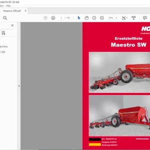 Horsch Maestro SW & 12 SW Ersatzeilliste 80430170 - PDF DOWNLOAD (German)