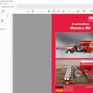 Horsch Maistro RC Series 8 RC 11 RC 12 RC Ersatzteilliste 80410154 - PDF DOWNLOAD (German)