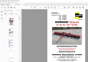 Horsch Optipack 5AS 6AS 8AS 10AS 12AS Betriebsanleitung & Ersatzteilliste - PDF DOWNLOAD