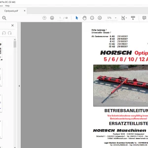 Horsch Optipack 5AS 6AS 8AS 10AS 12AS Betriebsanleitung & Ersatzteilliste - PDF DOWNLOAD