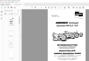 Horsch SH 5.2 - 6.0 Ersatzteilliste - PDF DOWNLOAD (German)