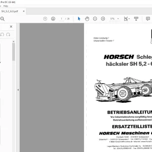 Horsch SH 5.2 - 6.0 Ersatzteilliste - PDF DOWNLOAD (German)