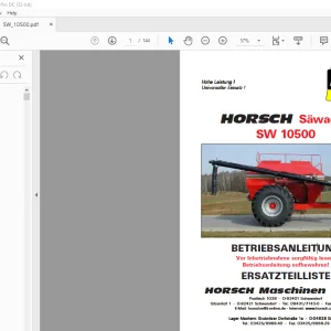 Horsch Säwagen SW 10500 Betriebsanleitung & Ersatzeilliste - PDF DOWNLOAD (German)