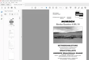 Horsch Simba Quattro 4.50 - 6 Ersatzteilliste - PDF DOWNLOAD (German)