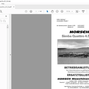 Horsch Simba Quattro 4.50 - 6 Ersatzteilliste - PDF DOWNLOAD (German)