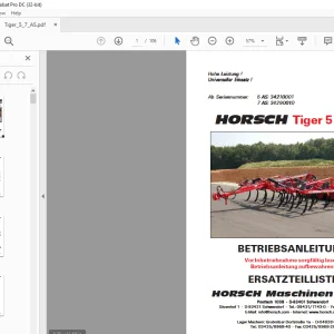 Horsch Tiger 5AS 7AS Betriebsanleitung & Ersatzteilliste - PDF DOWNLOAD (German)