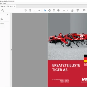 Horsch Tiger AS Series 4AS 5AS 6AS 8AS Ersatzteilliste 80570183 - PDF DOWNLOAD (German)