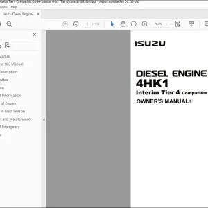 Isuzu Diesel Engine 4HK1 Interim Tier 4 Compatible Owner Manual - PDF DOWNLOAD