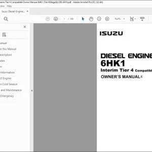 Isuzu Diesel Engine 6HK1 Interim Tier 4 Compatible Owner Manual - PDF DOWNLOAD