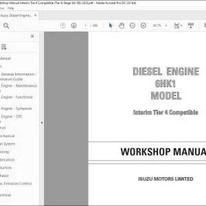 Isuzu Diesel Engine 6HK1 Workshop Manual Interim Tier 4 Compatible IDE-2610 - PDF DOWNLOAD