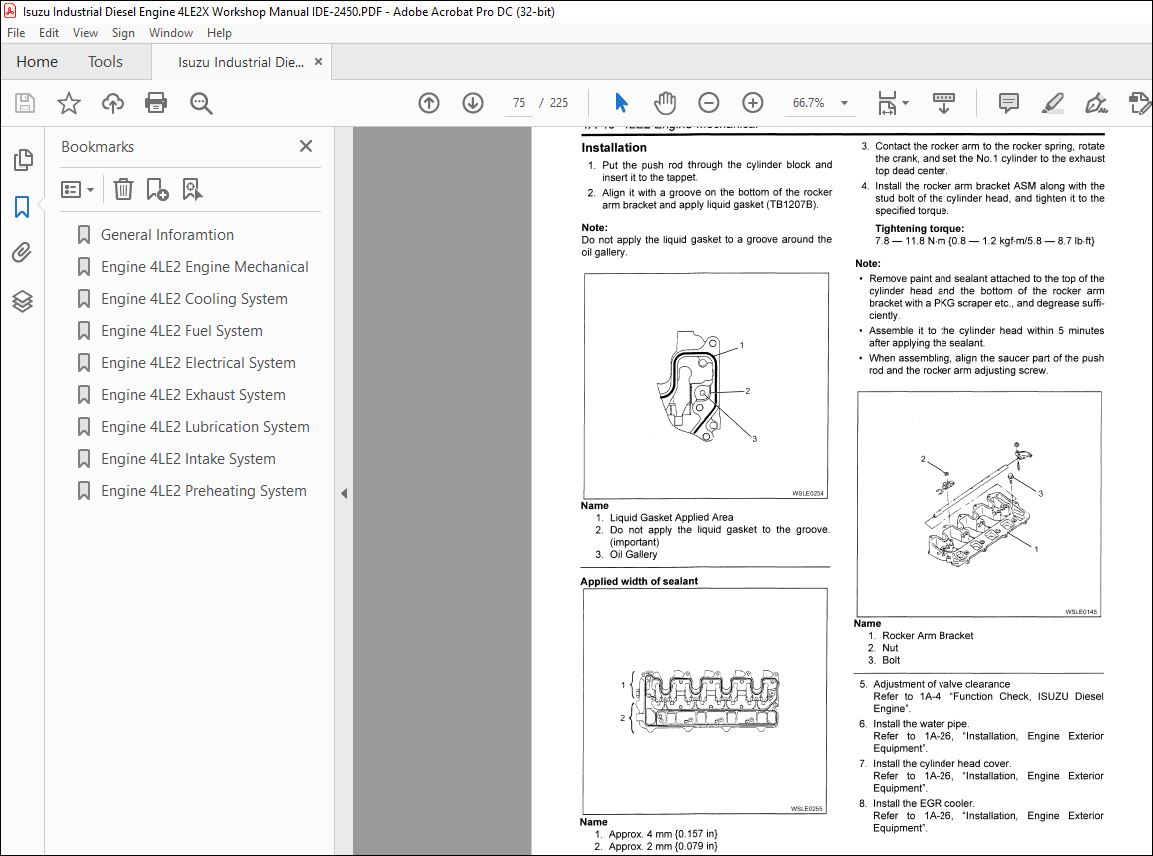 Isuzu Industrial Diesel Engine 4LE2X Workshop Manual IDE-2450 - PDF ...