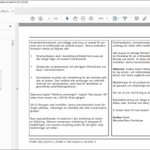 Mercedes-Benz CITARO O 530 (G) CNG Instruktionsbok - PDF DOWNLOAD (Swedish)
