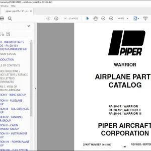 Piper PA-28-151 WARRIOR PA-28-161 WARRIOR II PA-28-161 WARRIOR III Parts Catalog Manual - PDF DOWNLOAD