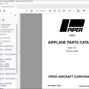 Piper PA-28-161 Cadet Parts Catalog Manual 761-828 - PDF DOWNLOAD