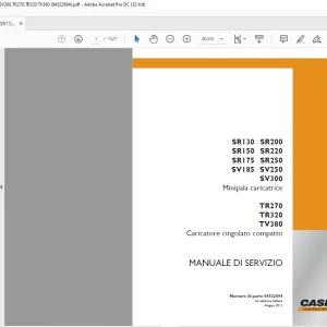 Case SR130,SR200,SR150,SR220,SR175,SV185,SV250,SV300,TR270,TR320,TV380 MANUALE DI SERVIZIO 84522694 - PDF DOWNLOAD (Italian)