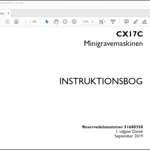 case CX17C Minigravemaskinen INSTRUKTIONSBOG(51680350)  - PDF DOWNLOAD (Danish)