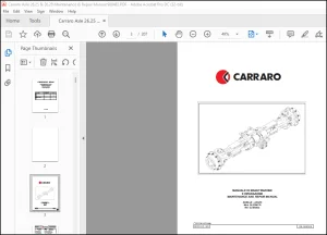 Carraro Axle 26.25 & 26.28 Maintenance & Repair Manual 908483 - PDF DOWNLOAD