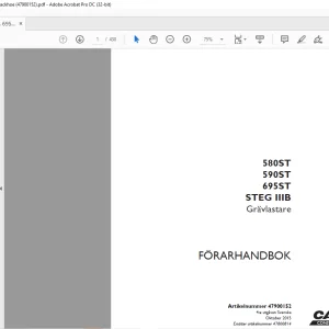 Case 580ST 590ST 695ST STEG IIIB Grävlastare FÖRARHANDBOK Manual 47900152 - PDF DOWNLOAD (SWEDISH)