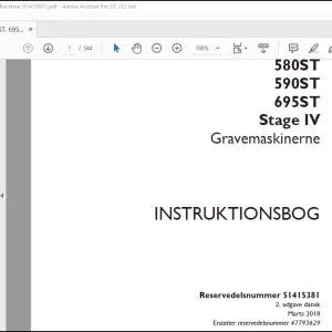 Case 580ST 590ST 695ST Stage IV Gravemaskinerne Instruktionsbog Manual(51415381)  -  PDF DOWNLOAD (Danish)