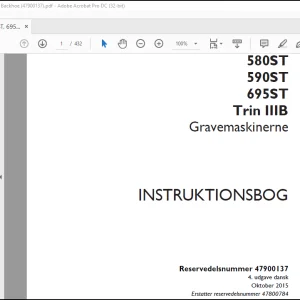 Case 580ST 590ST 695ST Trin IIIB Gravemaskinerne Instruktionsbog Manual(47900137) - PDF DOWNLOAD (Danish)