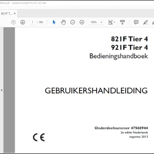 Case 821F Tier 4 921F Tier 4 Bedieningshandboek(47560944) - PDF DOWNLOAD (Dutch)