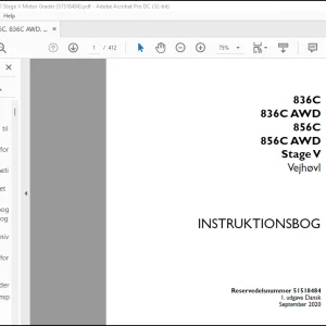 Case 836C 836C AWD 856C 856C AWD Stage V Vejhøvl Instruktionsbog Manual(51518484) - PDF DOWNLOAD (Danish)