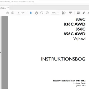 Case 836C 836C AWD 856C 856C AWD Vejhøvl Instruktionsbog Manual(47654862)  - PDF DOWNLOAD (Danish)