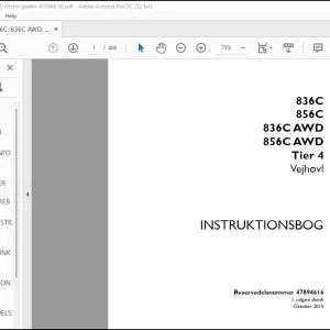Case 836C 856C 836C AWD 856C AWD Tier 4 Vejhøvl Instruktionsbog Manual(47894616) - PDF DOWNLOAD (Danish)