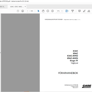Case AWD Motor Grader 836C, 836C AWD, 856C, 856C  Manual 47976156 - PDF DOWNLOAD (SWEDISH)