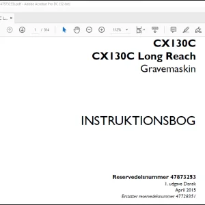 Case CX130C CX130C Long Reach Gravemaskin Instruktionsbog Manual(47873253)  - PDF DOWNLOAD (Danish)