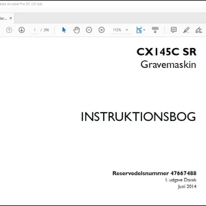 Case CX145C SR Gravemaskin Instruktionsbog Manual(47667488)  - PDF DOWNLOAD (Danish)