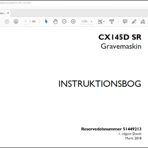 Case CX145D SR Gravemaskin INSTRUKTIONSBOG Manual(51449213) -  PDF DOWNLOAD (Danish)