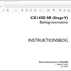 Case CX145D SR (Stage V) Bæltegravemaskine INSTRUKTIONSBOG(90403808) - PDF DOWNLOAD (Danish)