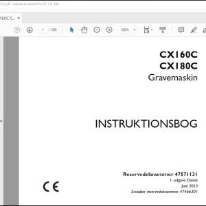Case CX160C CX180C Gravemaskin Instruktionsbog Manual(47571131)  - PDF DOWNLOAD (Danish)