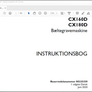Case CX160D CX180D Bæltegravemaskine INSTRUKTIONSBOG Manual(90335359)  - PDF OWNLOAD (Danish)