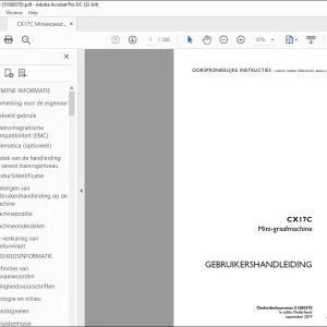 Case CX17C Mini-graafmachine GEBRUIKERSHANDLEIDING 51680370 - PDF DOWNLOAD (Dutch)